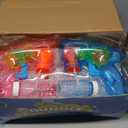 6 Pcs Bubble Gun Shooter LED Light up(no Batteries Needed), Wind up Operated Bubbles Blaster Blower with Bottle Solutions, Bubble Blowing Toy kit for Kid Boy and Girl Outdoor Summer Game Party Favor
