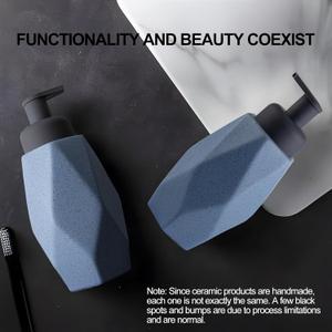 LuxFlowing Foaming Soap Dispenser with Pump, Small Ceramic Simple Geometric Style Cute Lotion Dispenser for Kitchen Sink, Bathroom 