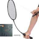 Professional Badminton Rackets Set of 4 Sports Outdoor Backyard or Indoor Badminton Game Set with Shuttlecocks- Includes 4 Black Rackets, 12 Duck Feather Badminton Shuttlecocks, One Size