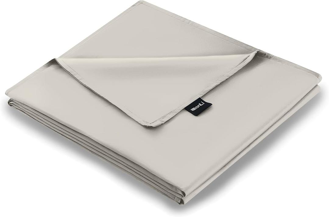 ZonLi Duvet Cover for Weighted Blanket (White Gray, 60"x80"), Breathable Soft Duvet Cover Queen Size Removable Cooling Comforter Cover for All Season