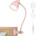 BOHON Cute Desk Lamp with Clamp 10W 38 LED Clip on Light, 3 Color 10 Brightness Auto Off Timer Flexible Gooseneck Pink Lamp Kawaii Accessories Desk Lights for Office Home Bed Bedside Reading, Pink