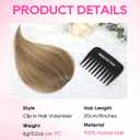 REECHO Human Hair Clip-in Hair Volumizer - 1PC 8 Inch Short Thick Hairpieces for Extra Volume, Easy Clip-in Wig for Thin & Fine Hair -Ash Brown