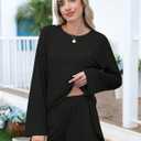 Kistore Womens 2 Piece Pajama Sets Long Sleeve Top and Shorts Sleepwear Pjs Lounge Matching Split Short Sets