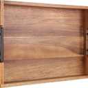 Joy&Grace Ottoman Tray for Living Room, Large Acacia Wooden Serving Tray with Handles for Coffee Table, Breakfast in Bed, Food Dinner, Decorative Tray (Color Natural, 16.7" x 12.8" x 2")