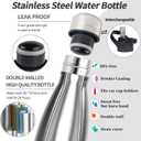 Insulated Water Bottle, 2 Pack-9oz Stainless Steel Water Bottles with straw lid, Metal Sports Water Bottles for Boys,Girls, Double Wall Vacuum BPA-Free Flask for Sports (Black-Sliver)