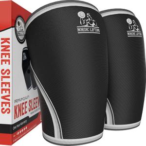 Nordic Lifting Knee Sleeves (1 Pair) Support & Compression for Weightlifting, Powerlifting & Cross Training - 7mm Neoprene Sleeve for The Best Squats - Both Women & Men (Large, Black)