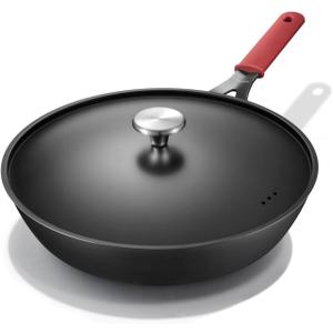 Carbon Steel Pan, 18.123 Inch Nonstick Frying Pan Skillet with Lid
Pre-Seasoned Carbon Steel Cookware with Removable Silicone Handle Holder, Indoor/Outdoor, Induction & Oven Safe