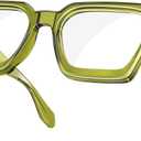 VISOONE Enhanced Version Rectangle Chic Preppy Look Blue Light Blocking Glasses for Women Men RIVER-LIGHTER (Olive Green)