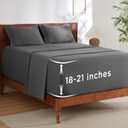 Bedsure Deep Pocket Queen Sheets Set - Fits Mattresses Up to 21 Inches Thick - 4 Piece GentleSoft Bed Sheets, Moisture Wicking, Soft & Cooling Bedsheet & Pillowcases, Easy & Secure Fit, Dark Grey