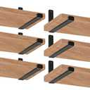 12 Pack  11.25" L x 6" H x 1.5" W J Lip Shelf Brackets Rustic Farmhouse Iron Wall Floating Shelf Bracket Metal Shelf Bracket Industrial Shelf Supports with Screws Black
