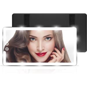 Led Sun Visor Vanity Mirror, Upgraded Large Car Mirrors with Lights, Dimmable Light up Vanity Makeup Mirror for Car,Rechargeable Universal Rear View Visor Mirrors (Black)