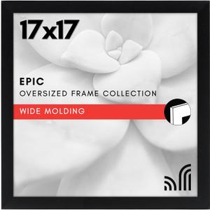 Americanflat 17x17 Picture Frame with Polished Plexiglass - Epic Collection - Square Picture Frame with Engineered Wood - Wide Photo Frames for Wall display - Black