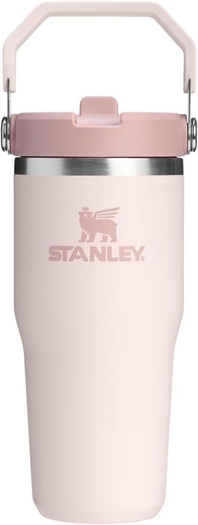 STANLEY IceFlow 2.0 Flip Straw Tumbler with Handle 14 oz | Twist On Lid and Flip Up Straw | Leakproof Water Bottle | Insulated Stainless Steel | BPA-Free | Rose Quartz