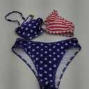 Tainehs Women's Two Piece Bikini Sets O Ring Front Top Ditsy Floral Triangle Swimsuits Cheeky Bathing Suit (American Flag)