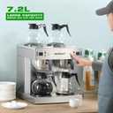 NUPANT Dual Drip Commercial Coffee Maker with Water Line 200 Cup/H 7.2L Auto-Filling Drip Coffee Maker Machine with 4 Carafes & 4 Warmers Stainless Steel Pour over Double Coffee Brewer for Restaurant