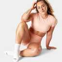 Kamo Fitness Daily 4-Pack Women's Ankle Socks, Athletic Half Crew, Cotton Mid-Calf, Cushioned Sole, Seamless Toe, Size 5-9 (White)