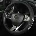 Leather Steering Wheel Cover 15.5-16inch Compatible with Toyota 4Runner Tacoma Tundra Highlander (Leather-Gray0)