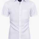 Alimens & Gentle Mens Short Sleeve Dress Shirts Wrinkle Free Solid Casual Button Down Shirts with Pocket S