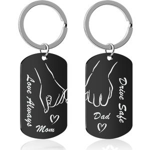 Keychain for Men Women Mom Dad, 2PCS Anniversary Presents for Parents, Drive Safe Keyring Suitable for Christmas, Birthday, Thanksgiving Day