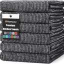 Homaxy Premium Kitchen Towels(18x 28, 6 Pack), Large Cotton Kitchen Hand Towels, Flat and Terry Dish Towels, 380 GSM Highly Absorbent Tea Towel Set with Hanging Loop, Black