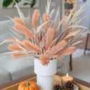 7 PCS Artificial Fall Stem Fake Plants, 26 in Fake Leaves Autumn Greenery Branches Orange Flowers Faux Foliage DIY Stems for Vase Thanksgiving Home Kitchen Office Indoor Centerpiece Table Decoration