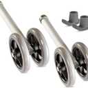 Heavy Duty Bariatric Walker Wheels Pair, Universal Replacement Wheel Kit for Walkers with Free Walker Glides Accessories Double 5" Wheels with Glide Tips 1/pr By Healthline Trading