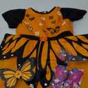 ZZIHAN Monarch Butterfly Costume for Girls 5–7 – Fairy Dress Up Outfit with Tulle Dress & Fairy Wings, Butterfly Headband & Hair Clips, Great for Halloween, School Plays or Birthday Parties, 130