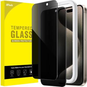 JETech Privacy Screen Protector for iPhone 15 Pro Max 6.7-Inch, Anti-Spy Tempered Glass Film with Easy Installation Tool, 2-Pack
