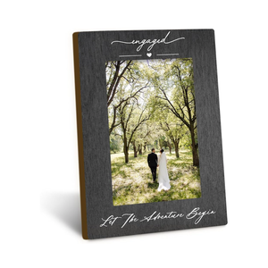 Engagement 10x15CM Picture Frame, Wedding Photo Frames, Newly Engaged Gifts for Couples Bride Groom, Let the Adventure Begin Engagement Picture Photo Frames for Desk Decor