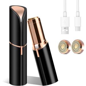 Flawless Facial Hair Remover for Women, Comes with 2 Replacement Heads, USB Rechargeable, Suitable for the Face, Upper Lip, Chin, and Fine, Soft Peach Fuzz