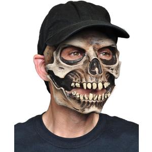  Zagone Realistic Skull Cap Mask with Moving Jaw Scary Grim Reaper Skeleton Halloween Face Mask for Adults, Creepy Costume, One Size