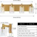 SineRise Vanity Light with 3 Color Modes (3000K/4000K/6000K), Eye Protection LED Bathroom Light Fixture, Dimmable Modern Wall Light Over Mirror with Clear Glass Shade (Gold, 4-Light)