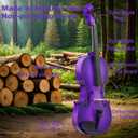 Crafteem 4/4 Full Size Fiddle Purple Colored Premium Violin Outfit for Beginners Adults Kids With 5 Color Fingering Tape- Handcrafted Student Beginner Violin. (Purple, 4/4 Full)