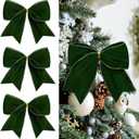 Roberly 18 Pcs Christmas Decorations Velvet Bows for Christmas Tree, 6 Inch Vintage Green Bows Ribbon Ornaments for Garland Gift DIY Crafts Xmas Wreaths Wrapping Outdoor Indoor Home Decor (2.5" Wide)