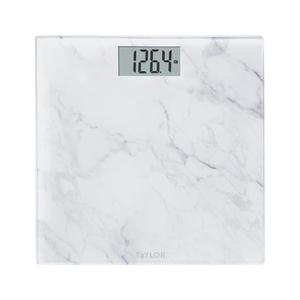 Taylor Digital Glass Marble Bathroom Scale, Scale for Body Weight, Digital Bathroom Weighing Machine, Battery Powered, Measures Weight up to 400 lb Capacity, White