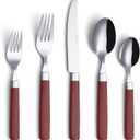ANNOVA Silverware Set Stainless Steel Colorful Tableware Kitchen Flatware Set Utensils, Includes Dinner Knives, Forks, Spoons, Salad Forks & Dessert Spoons (Red, 20 Pieces)