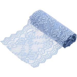 MECCANIXITY 6 Inch Wide 3 Yard Elastic Lace Ribbon, Stretch Floral Pattern Lace Trim Embroidered Fabric for Sewing Making and DIY Crafts Gift Wrapping Bouquets Wedding Decor(Light Blue)