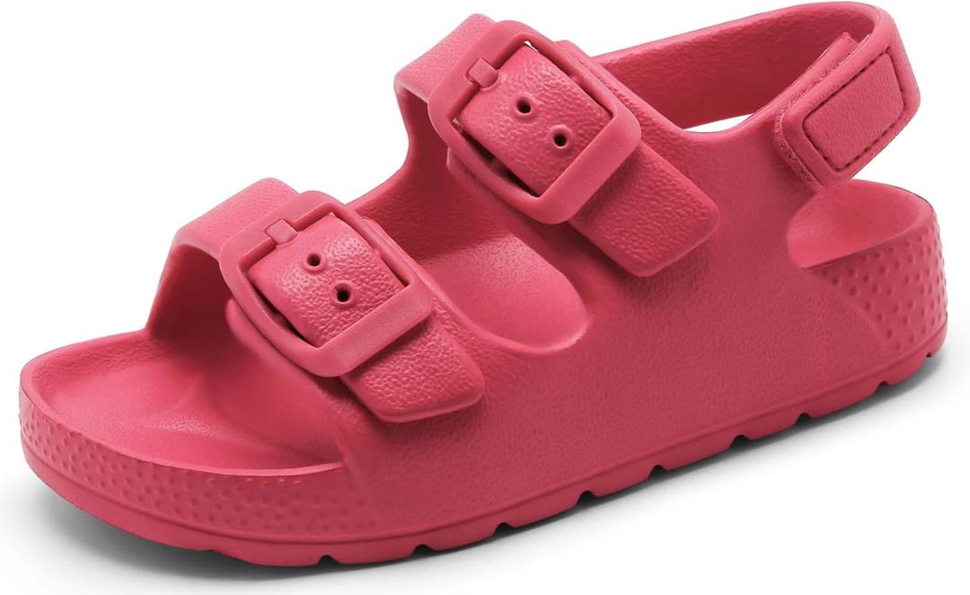 2 x INMINPIN Toddler Boys Girls Buckle Sandals Comfort Open Toe Sandal with Adjustable Back Strap (Pink)