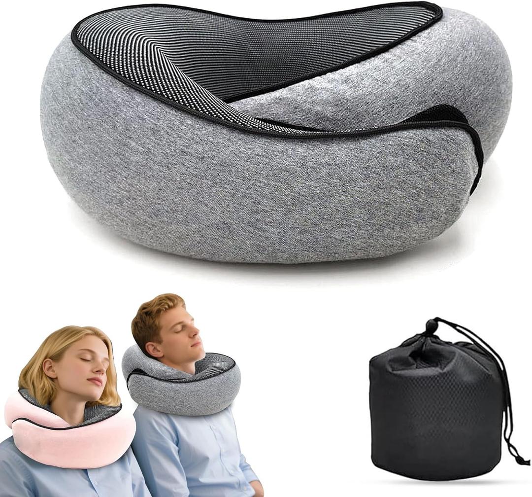Travel Neck Pillows for Airplanes 2025 New Travel Pillow Neck Travel Pillow Memory Foam Airplane Pillow for Offices and Cars(Dark Grey)