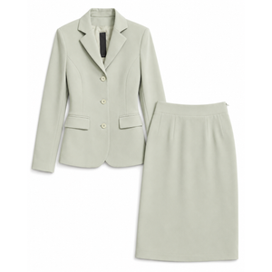 Women’s Light Sage Green Blazer and Skirt Suit Set, Two-Piece Business Outfit with Button Front Jacket and Matching Pencil Skirt, Size Medium