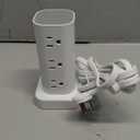 Power Strip Tower with Multiple Outlets, Flat Plug Surge Protector Tower Extension Cord with 12 AC Outlets 4 USB Ports (2 USB C), 6FT Cord Power Tower Surge Protector for Home Office Dorm Room, White