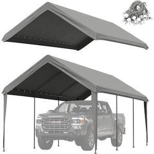 Carport Replacement Canopy Cover 10'x20' for Tent Top Garage Shelter Cover, 800D Heavy Duty Oxford Waterproof & UV Protected Car Canopy Tarp with Ball Bungees (Frame is not Included)