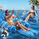 Simgoing Fabric Covered Pool Float Lounge for Adults 2 in 1 Convertible Chair Lounger Large Inflatable Pool Rafts Heavy Duty Float Mattress with Quick Dry Cover, Electric Air Pump