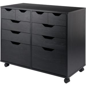 Winsome Halifax Mobile Storage Cabinet with Doors & Drawers, Stylish & Functional Home Storage Cabinet for Filing, Kitchen Organization, Moveable Furniture for Office, Dorms, Apartments (Black)