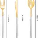 I00000 144Pcs Gold Plastic Silverware, Gold Plastic Utensils Set,Disposable Utensils Heavy Duty,Disposable Silverware Set Includes 48 Forks,48 Knives,48 Spoons for Wedding & Party