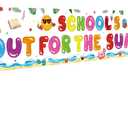Schools Out for Summer Decorations Garden Banner, Last Day Of School Banner, End of School Year Party Decorations, Last Day of School Decorations,118 x 20 inch (White)
