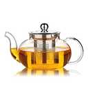 Hiware Glass Teapot with Stainless Steel Infuser & Lid, Borosilicate Glass Tea Pot Stovetop Safe, Blooming & Loose Leaf Teapots, 27 Oz