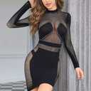 FRENZCOY Sexy Lingerie Women Fishnet Bodysuit Mesh Stretchy BodyStockings for Women One piece babydoll (Black)