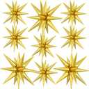 9Pcs Gold Star Balloons, Large Explosion Star Foil Balloons, Metallic Gold Mylar Spike Balloon for Birthday Wedding Anniversary New Year Christmas Graduation Party, 3 Pcs 27Inch & 6 Pcs 22Inch