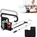 Bed Rails for Elderly Adults Safety, Adjustable Bed Rail for Elderly, Bed Assist Rail for Senior with 2 Bag, Fit Most Bed, Supports 300 lbs, Tool-Free, Help Get in & Out of Bed (Sliver Black)